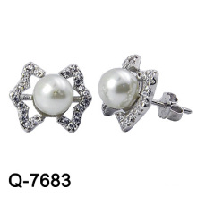 Belle conception 925 boucles d&#39;oreilles en argent sterling perle